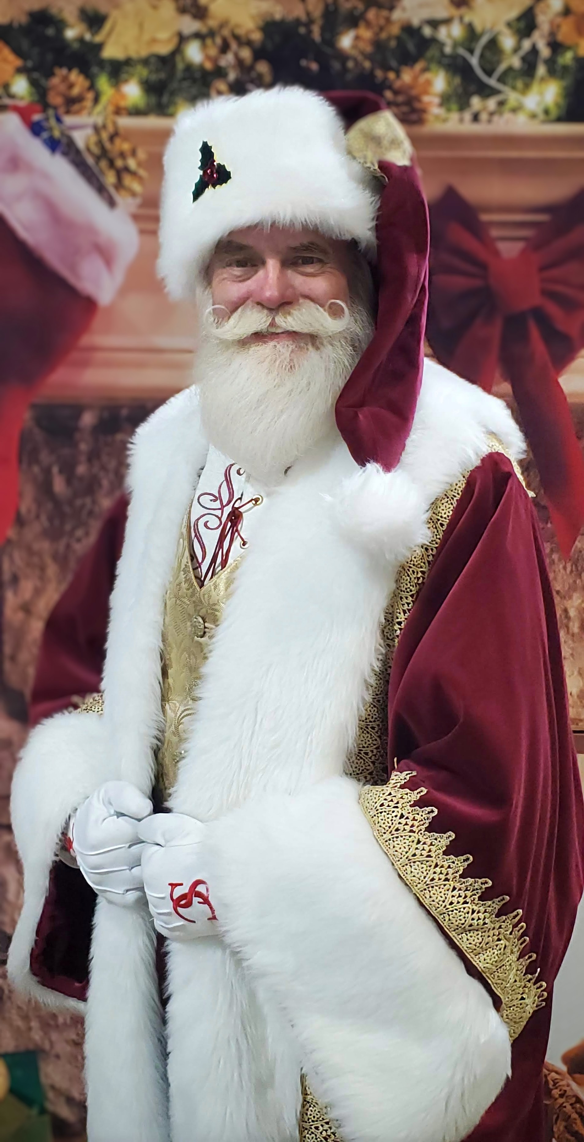 Santa in a classic fur-trimmed red suit